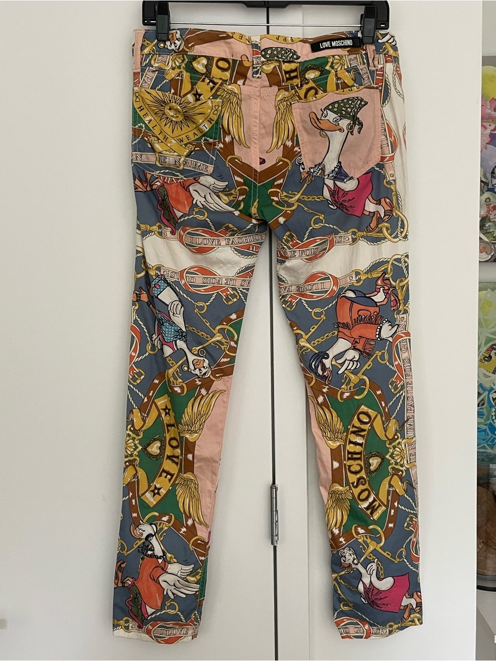 Love Moschino vintage duck crop Printed pants sz27 - Picture 7 of 7
